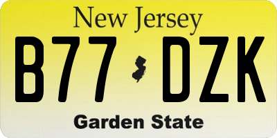 NJ license plate B77DZK
