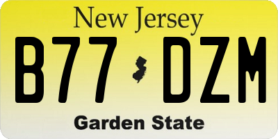 NJ license plate B77DZM