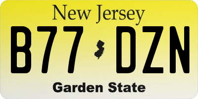 NJ license plate B77DZN