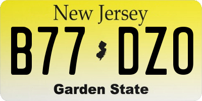 NJ license plate B77DZO