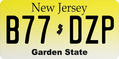NJ license plate B77DZP