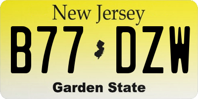 NJ license plate B77DZW
