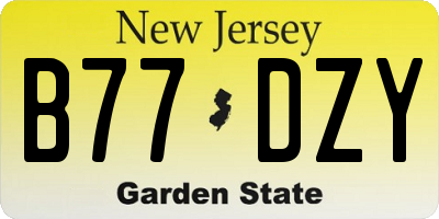 NJ license plate B77DZY