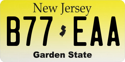 NJ license plate B77EAA