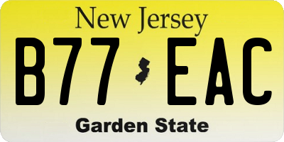 NJ license plate B77EAC