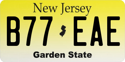 NJ license plate B77EAE