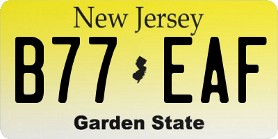NJ license plate B77EAF