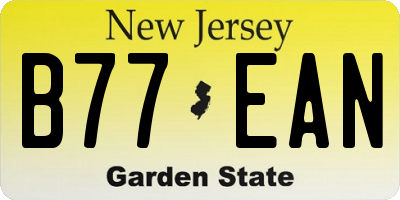 NJ license plate B77EAN