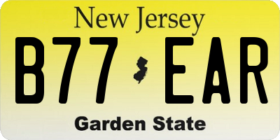 NJ license plate B77EAR