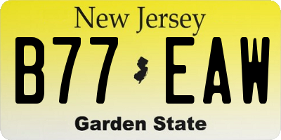 NJ license plate B77EAW