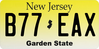 NJ license plate B77EAX