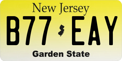 NJ license plate B77EAY