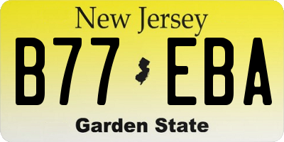 NJ license plate B77EBA