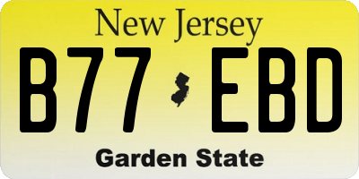 NJ license plate B77EBD