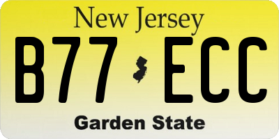 NJ license plate B77ECC