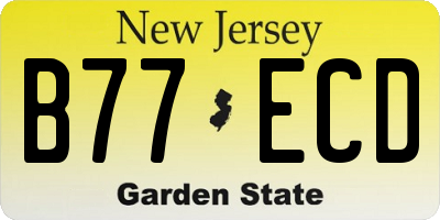 NJ license plate B77ECD