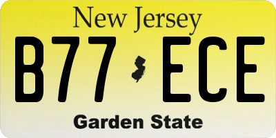 NJ license plate B77ECE