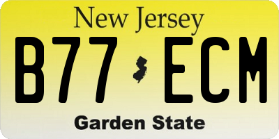NJ license plate B77ECM