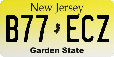 NJ license plate B77ECZ