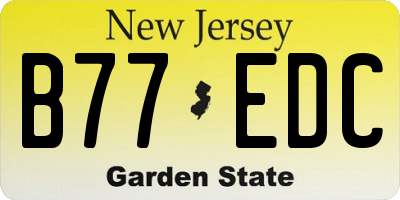 NJ license plate B77EDC