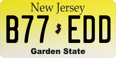 NJ license plate B77EDD