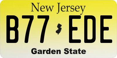 NJ license plate B77EDE