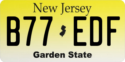 NJ license plate B77EDF