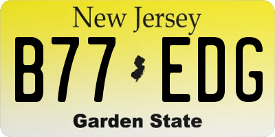 NJ license plate B77EDG
