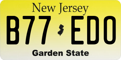 NJ license plate B77EDO