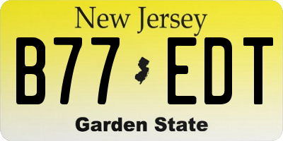NJ license plate B77EDT