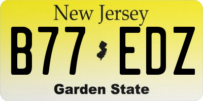 NJ license plate B77EDZ
