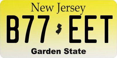 NJ license plate B77EET