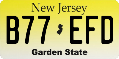 NJ license plate B77EFD