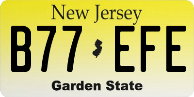 NJ license plate B77EFE