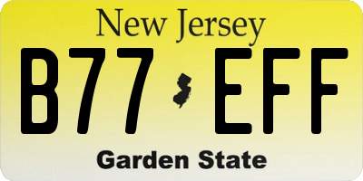NJ license plate B77EFF
