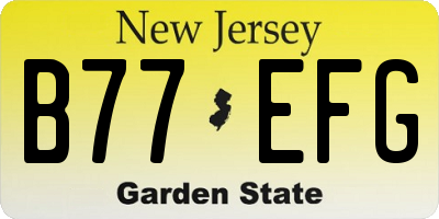 NJ license plate B77EFG