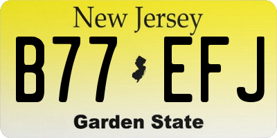 NJ license plate B77EFJ