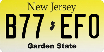 NJ license plate B77EFO