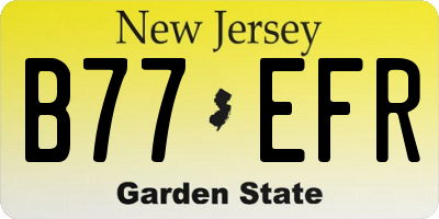 NJ license plate B77EFR