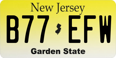 NJ license plate B77EFW