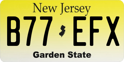 NJ license plate B77EFX