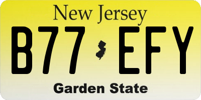 NJ license plate B77EFY