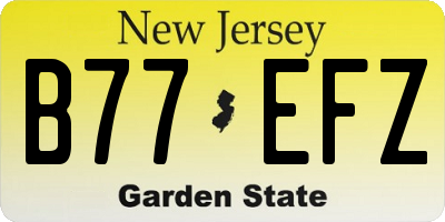 NJ license plate B77EFZ
