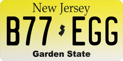 NJ license plate B77EGG