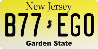NJ license plate B77EGO