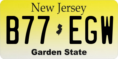 NJ license plate B77EGW