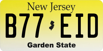 NJ license plate B77EID