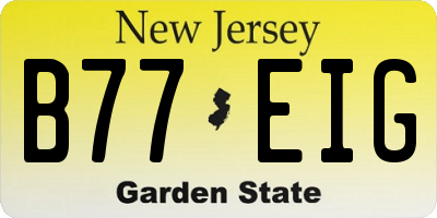 NJ license plate B77EIG