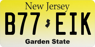 NJ license plate B77EIK