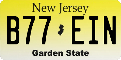 NJ license plate B77EIN
